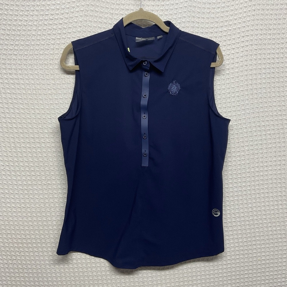 Womens Foray Golf Core 2.0 Sleeveless Navy Polo Shirt Size Large Perforated Logo